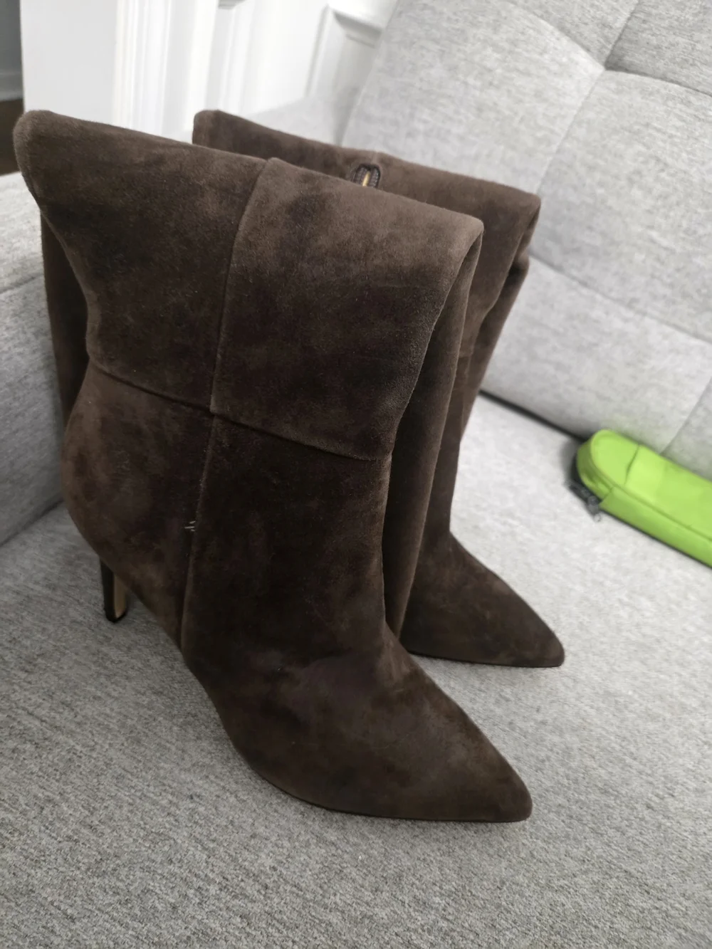 Nine West Brown Suede Knee High Boots Pointed Toe sz 8.5 W New wide calf